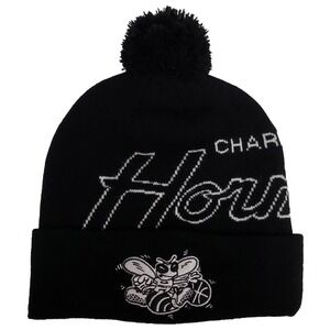 Charlotte Hornets Mitchell & Ness NBA Cuff Knit Beanie Pom Hat Cap 3D‎ Logo New